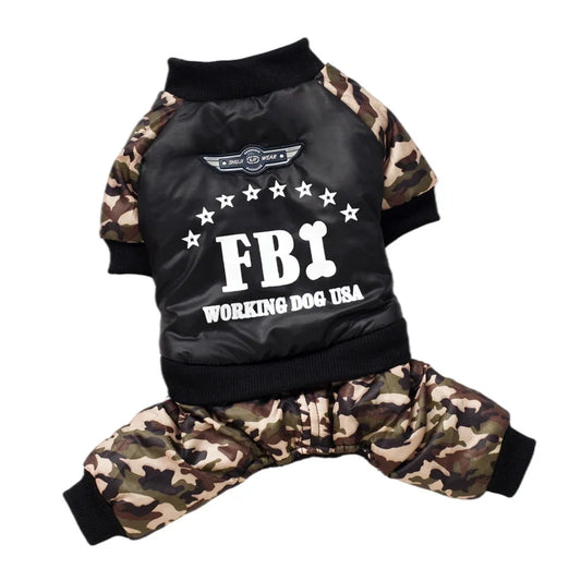 Warm FBI Camouflage Dog Winter Jacket