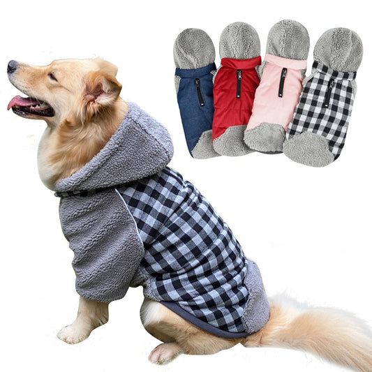 WarmPlaid™ Reversible Dog Coat - Super Soft, Thick Jacket with Removable Hood